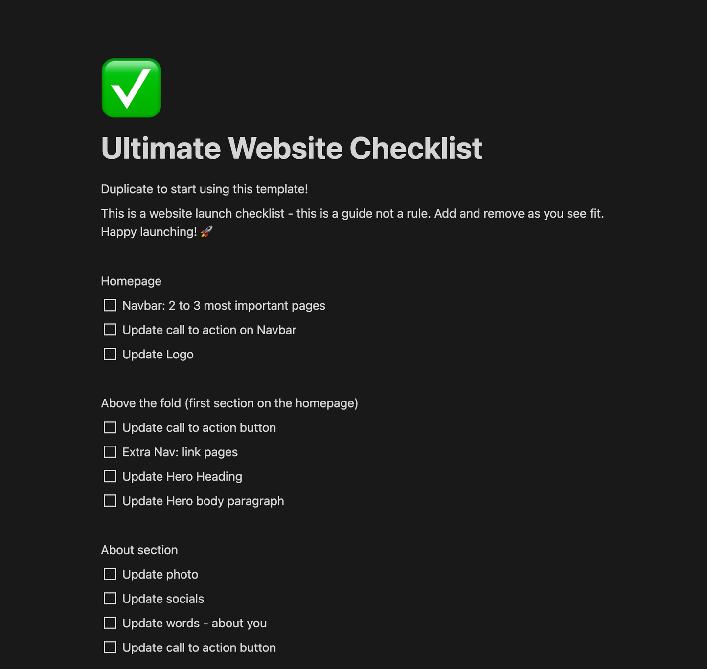 Website Checklist
